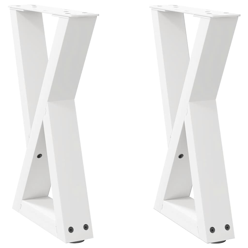 Pieds de table basse (2 pièces) en acier blanc, 28 x 42-43,3 cm