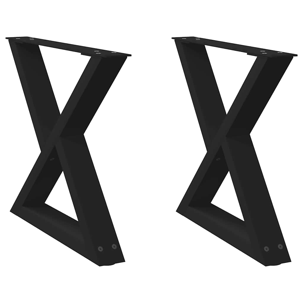 Pieds de table basse (2 pièces) en acier noir, 60 x 42-43,3 cm