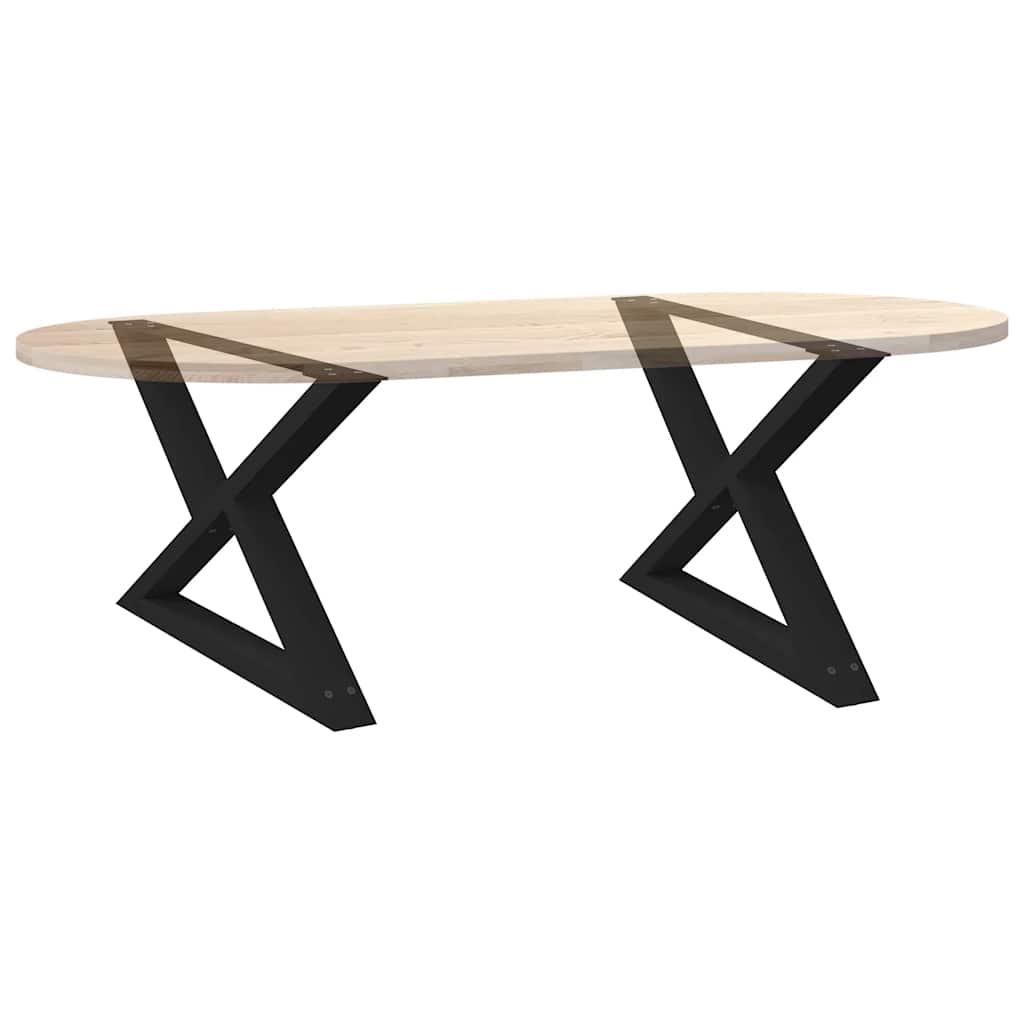 Pieds de table basse (2 pièces) en acier noir, 70 x 42-43,3 cm