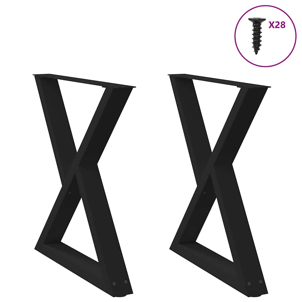 Pieds de table à manger 2 pièces noir 70x(72-73,3) cm acier