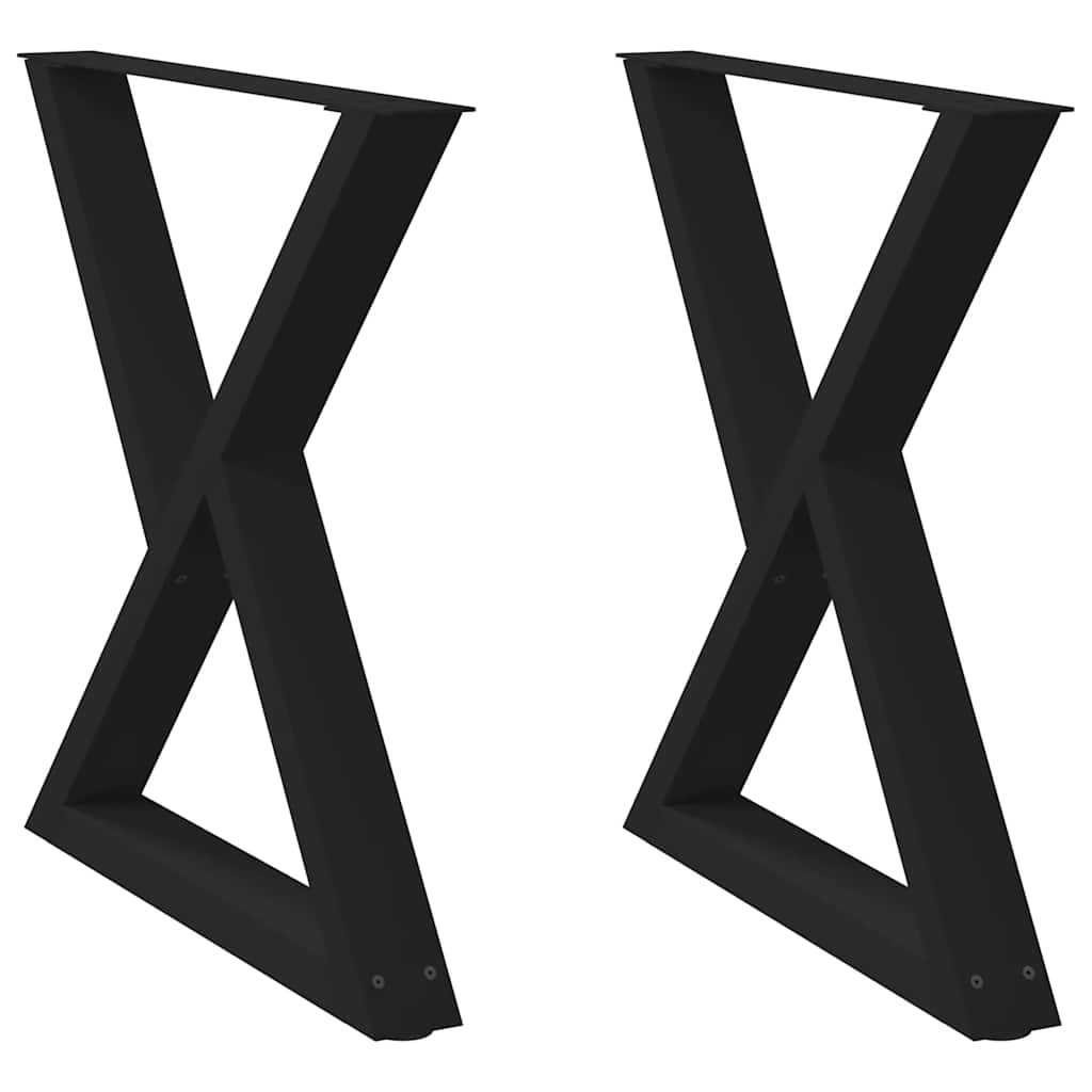 Pieds de table à manger 2 pièces noir 70x(72-73,3) cm acier