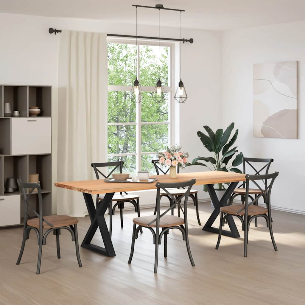 Pieds de table à manger 2 pièces noir 70x(72-73,3) cm acier