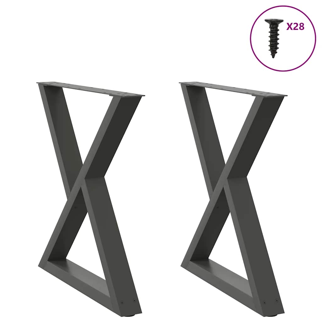 Dining table legs 2 pieces anthracite 70x(72-73.3) cm steel