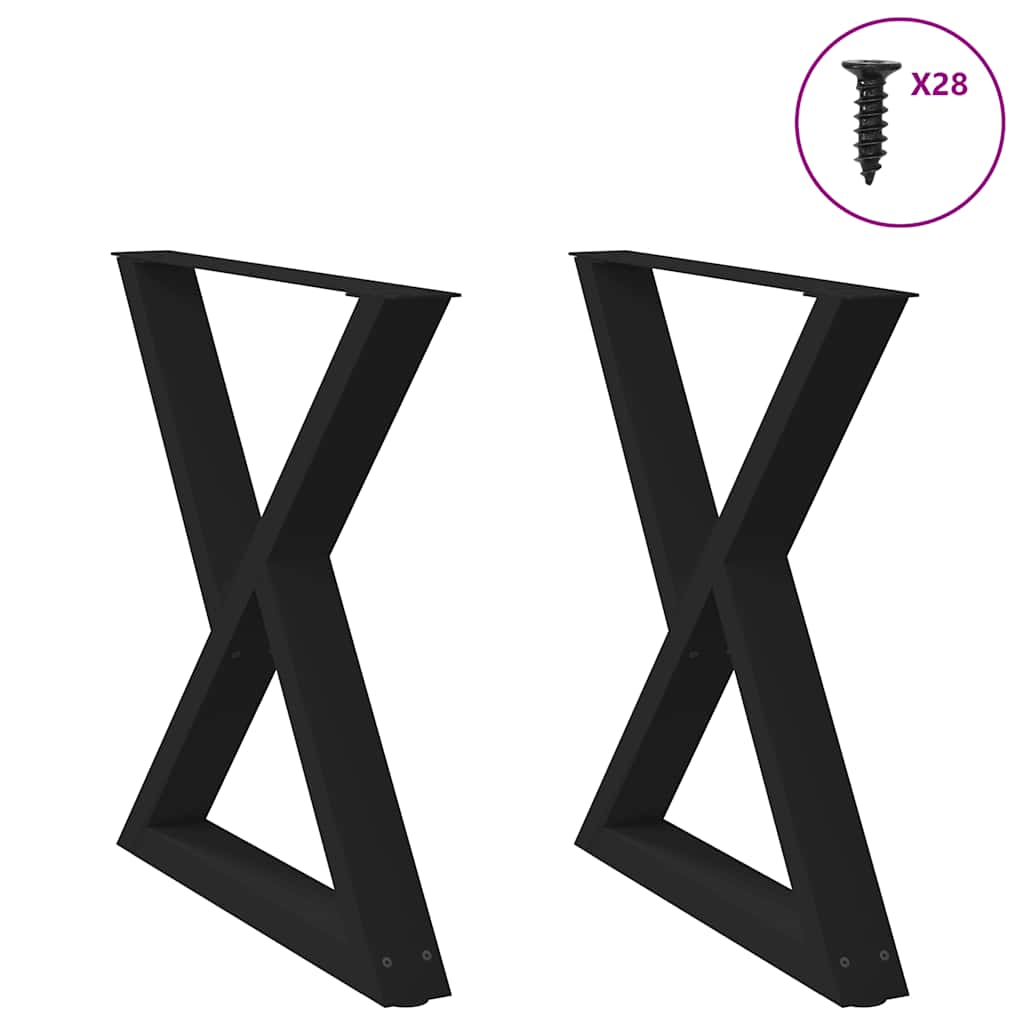 Pieds de table à manger 2 pièces noir 80x(72-73,3) cm acier
