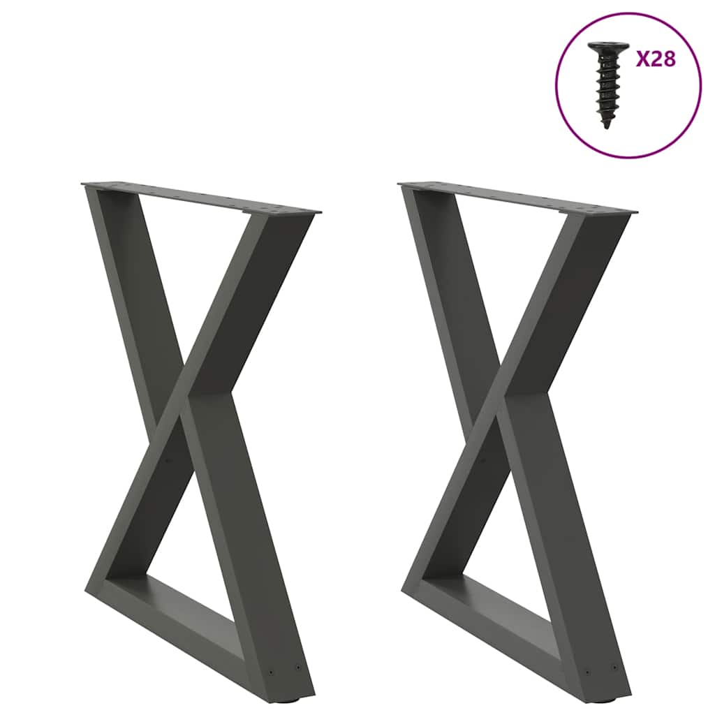 Dining table legs 2 pieces anthracite 80x(72-73.3) cm steel