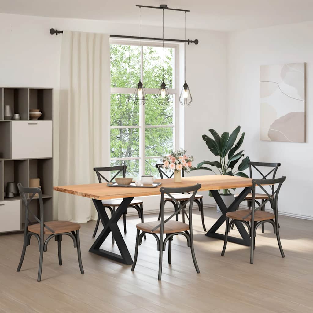 Pieds de table à manger 2 pièces noir 90x(72-73,3) cm acier