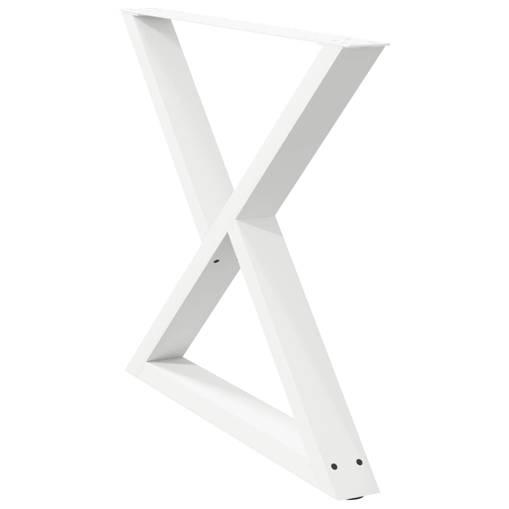 Pieds de table à manger 2 pièces blanc 90x(72-73,3) cm acier