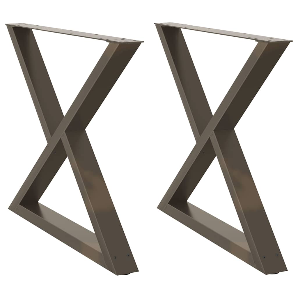 Pieds de table à manger 2 pièces en acier naturel 90x(72-73,3) cm acier