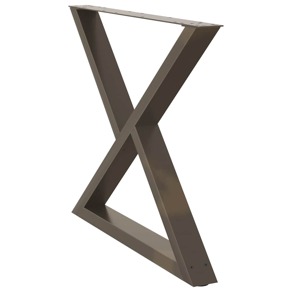 Pieds de table à manger 2 pièces en acier naturel 90x(72-73,3) cm acier