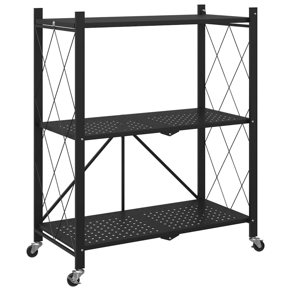 Storage shelf with wheels black 71x34x88 cm steel