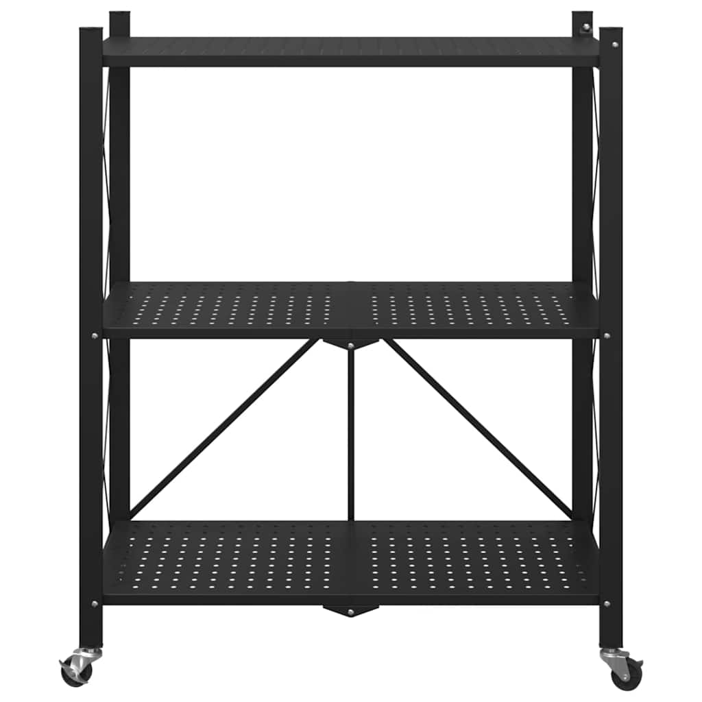 Storage shelf with wheels black 71x34x88 cm steel