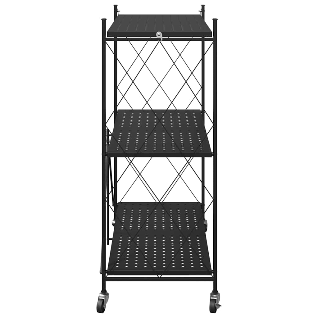 Storage shelf with wheels black 71x34x88 cm steel