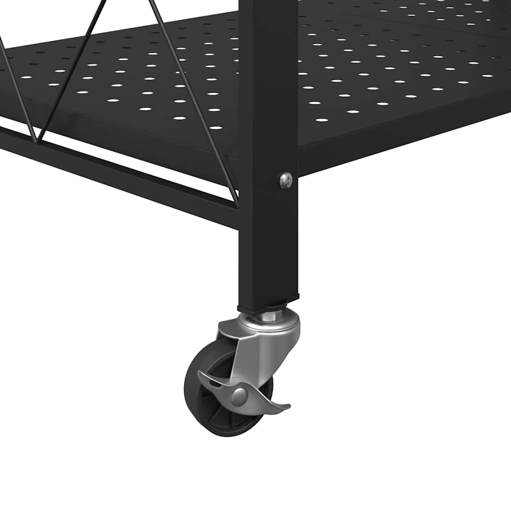 Storage shelf with wheels black 71x34x88 cm steel