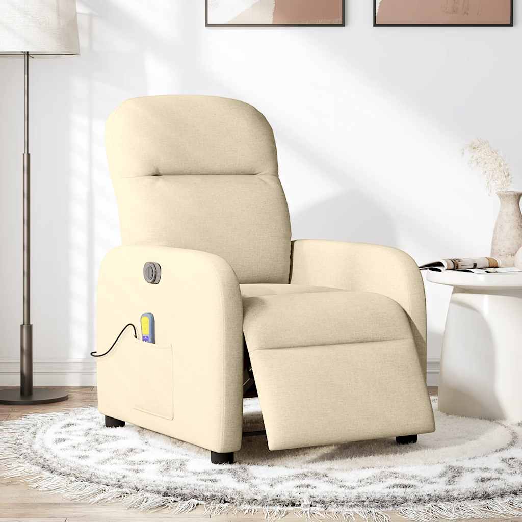 Fauteuil de massage électrique en tissu crème