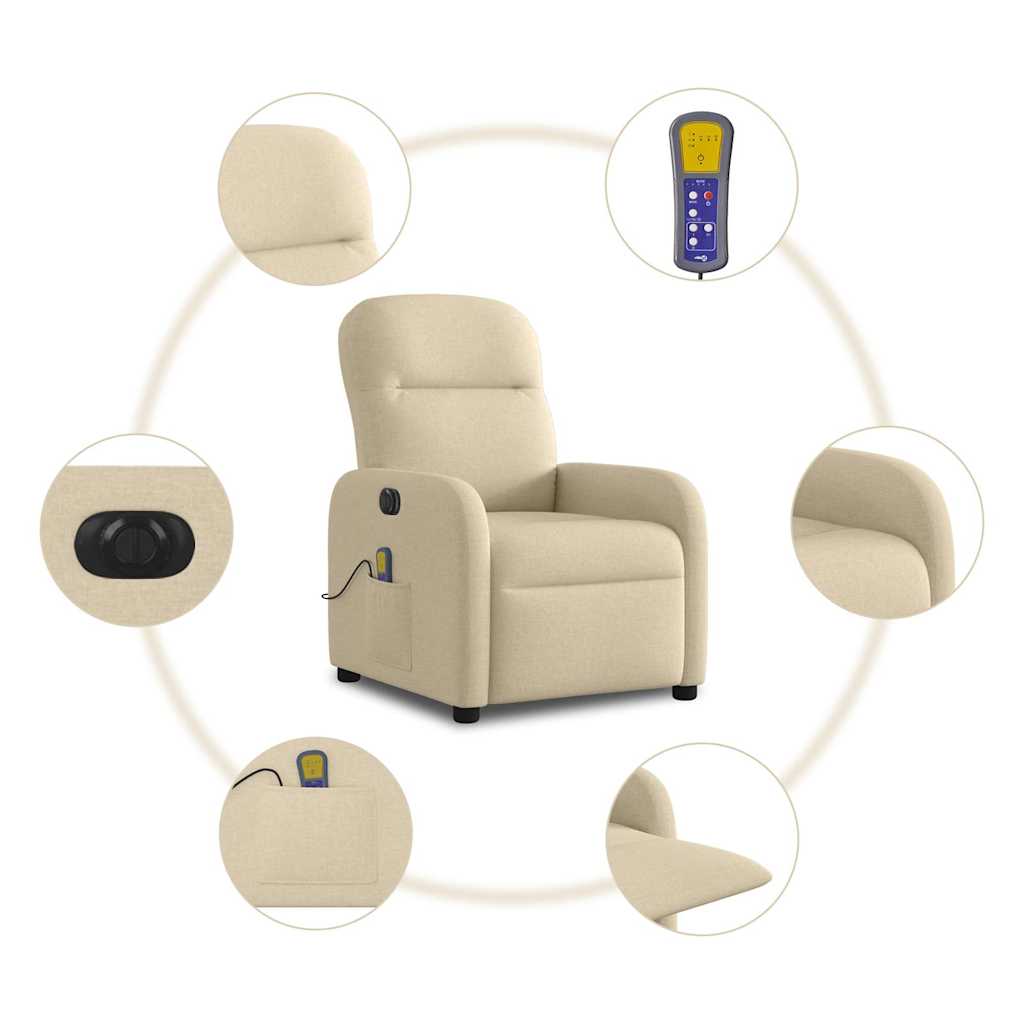 Fauteuil de massage électrique en tissu crème