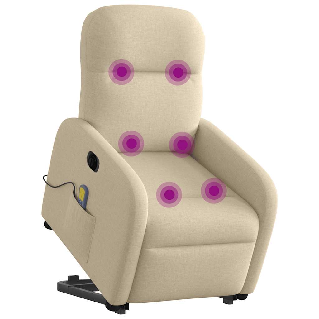 Fauteuil de massage électrique avec aide au verticalisation en tissu crème