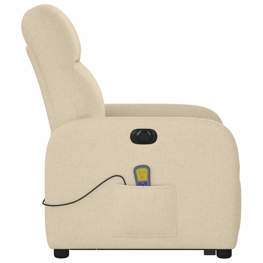 Fauteuil de massage électrique avec aide au verticalisation en tissu crème