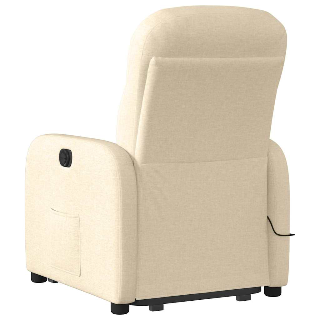 Fauteuil de massage électrique avec aide au verticalisation en tissu crème