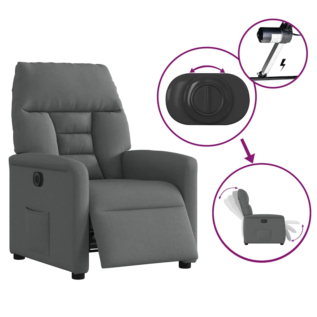 Relaxsessel Elektrisch Dunkelgrau Stoff