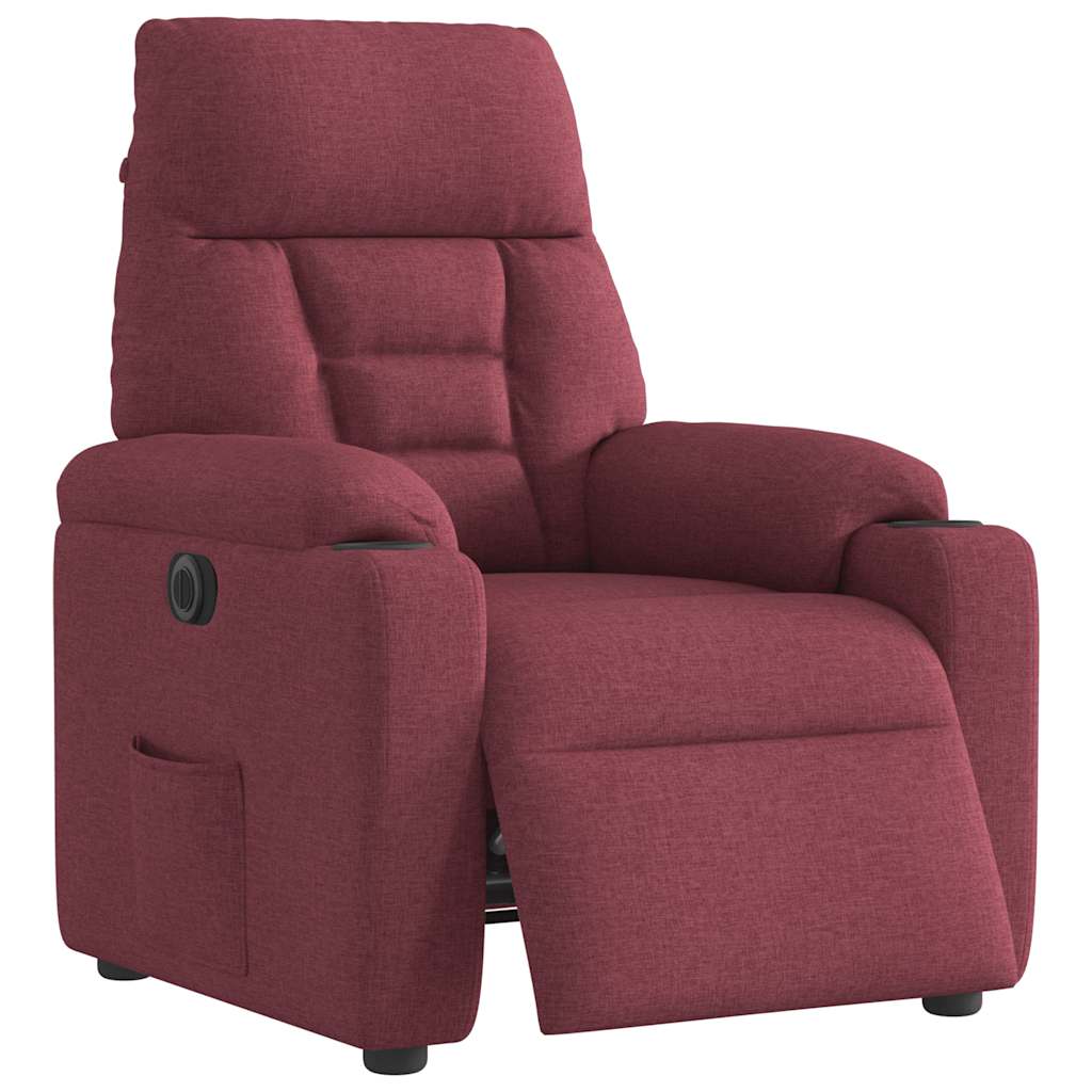 Relaxsessel Elektrisch Weinrot Stoff