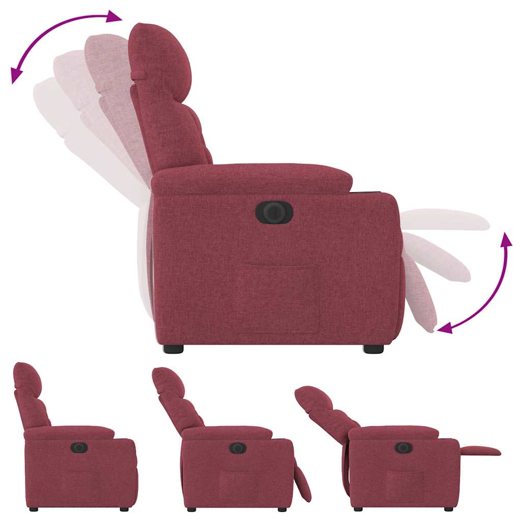Relaxsessel Elektrisch Weinrot Stoff