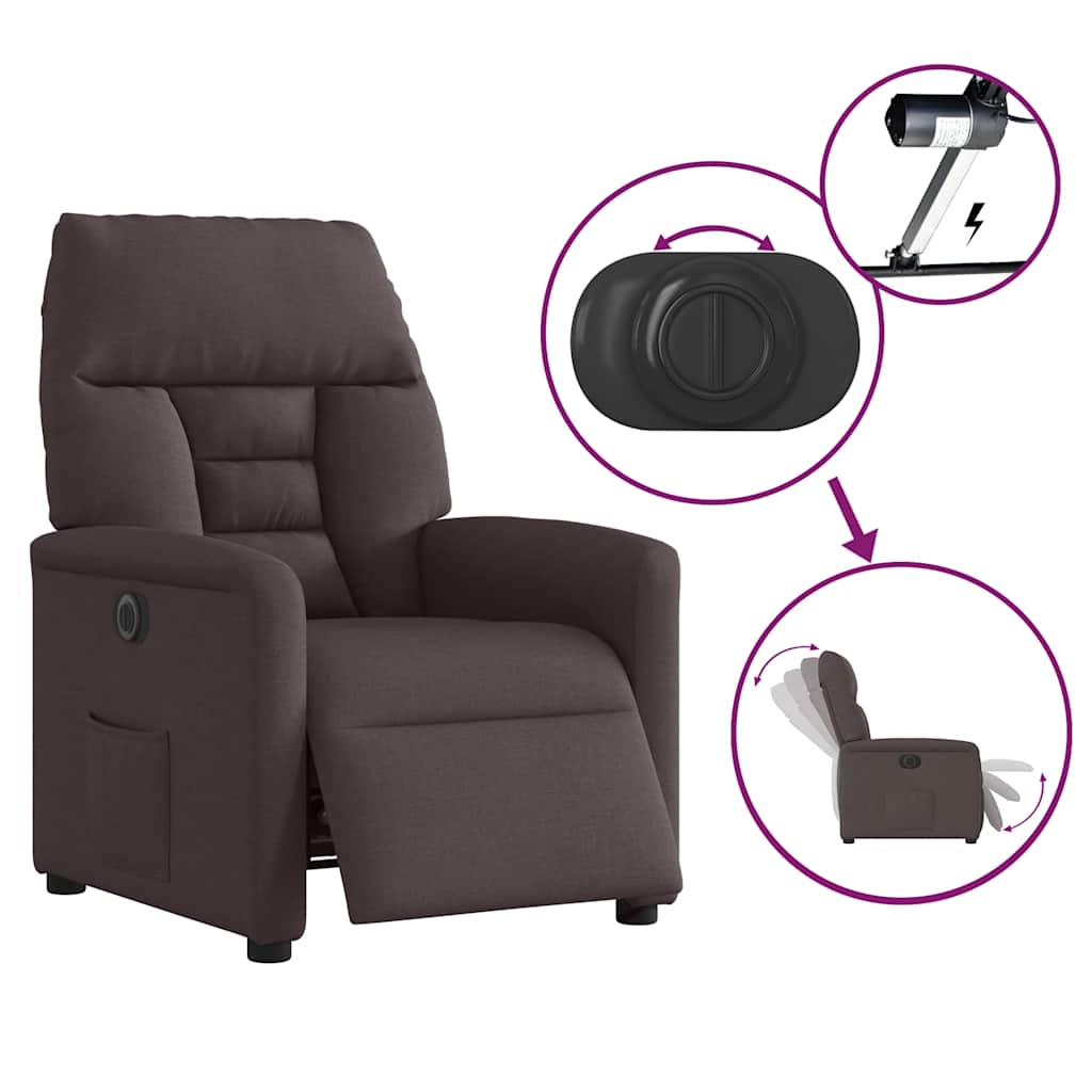 Relaxsessel Elektrisch Dunkelbraun Stoff