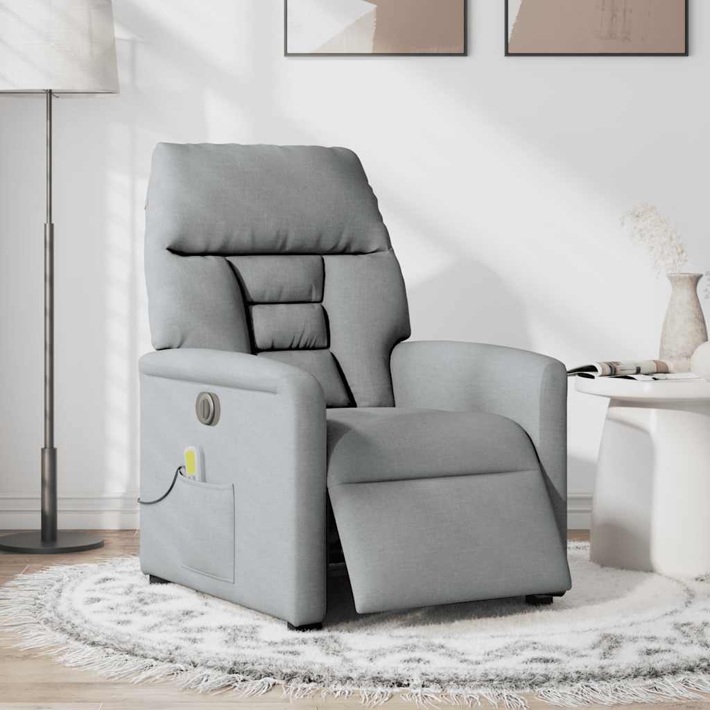Massagesessel Elektrisch Hellgrau Stoff