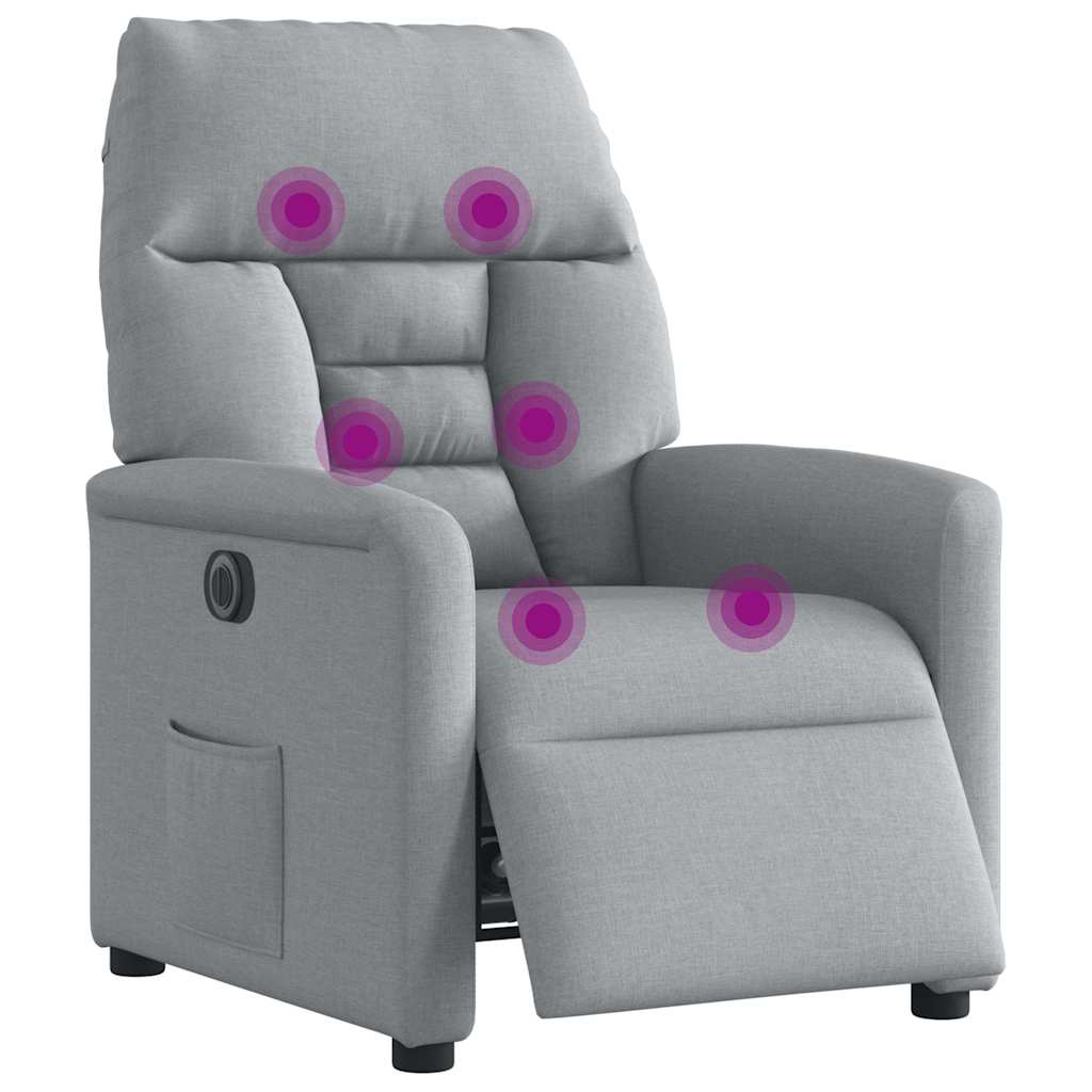 Massagesessel Elektrisch Hellgrau Stoff