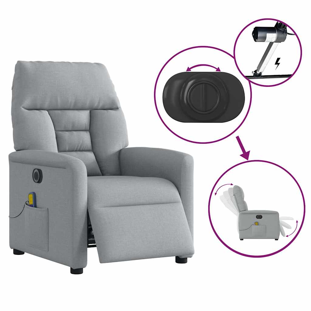 Massagesessel Elektrisch Hellgrau Stoff