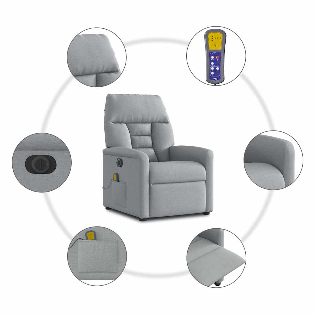 Massagesessel Elektrisch Hellgrau Stoff