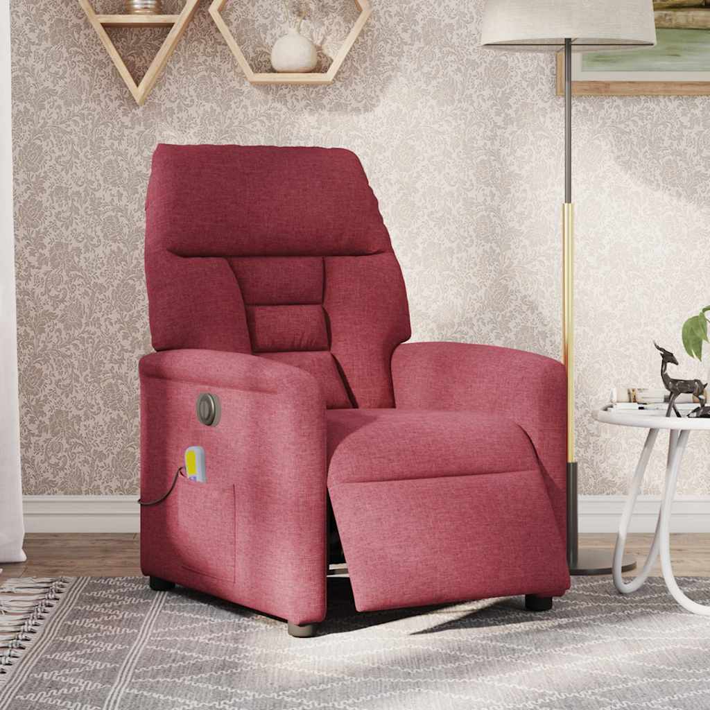 Massagesessel Elektrisch Weinrot Stoff