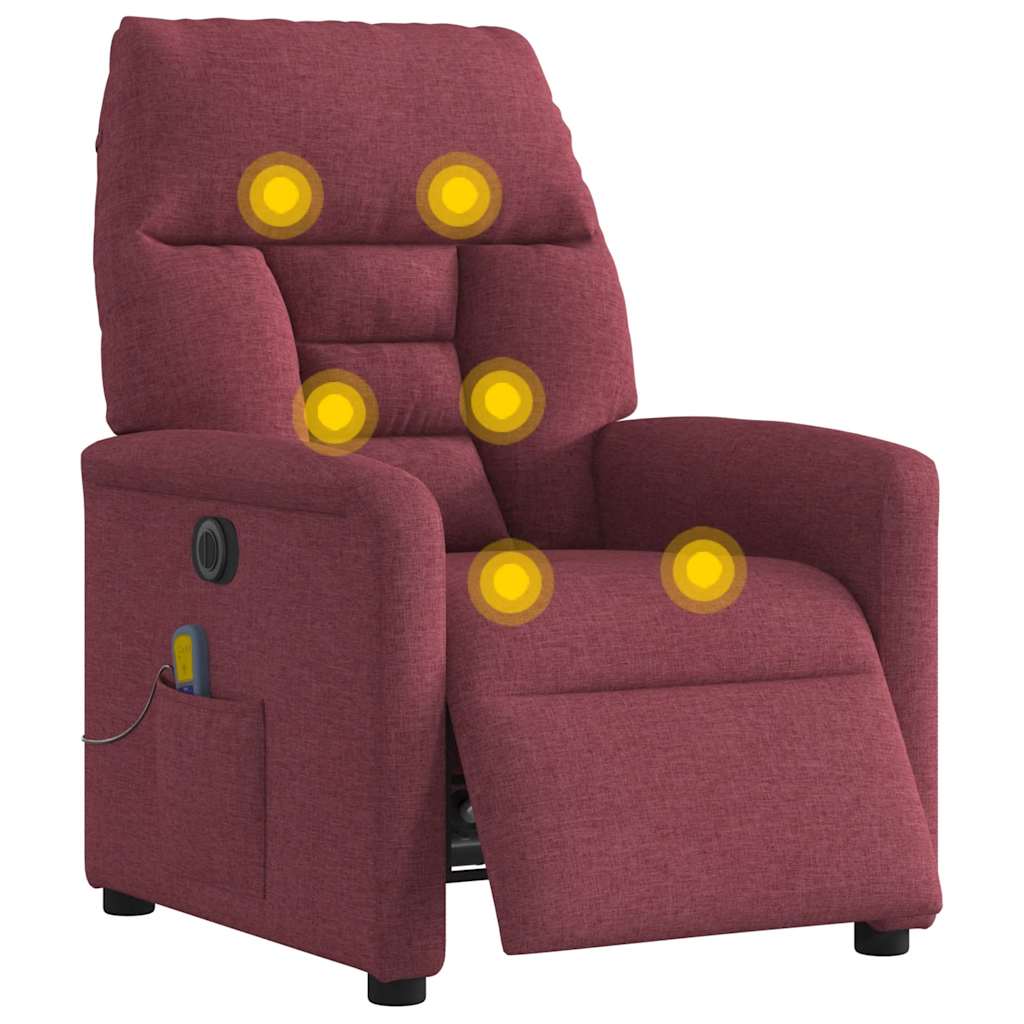 Massagesessel Elektrisch Weinrot Stoff