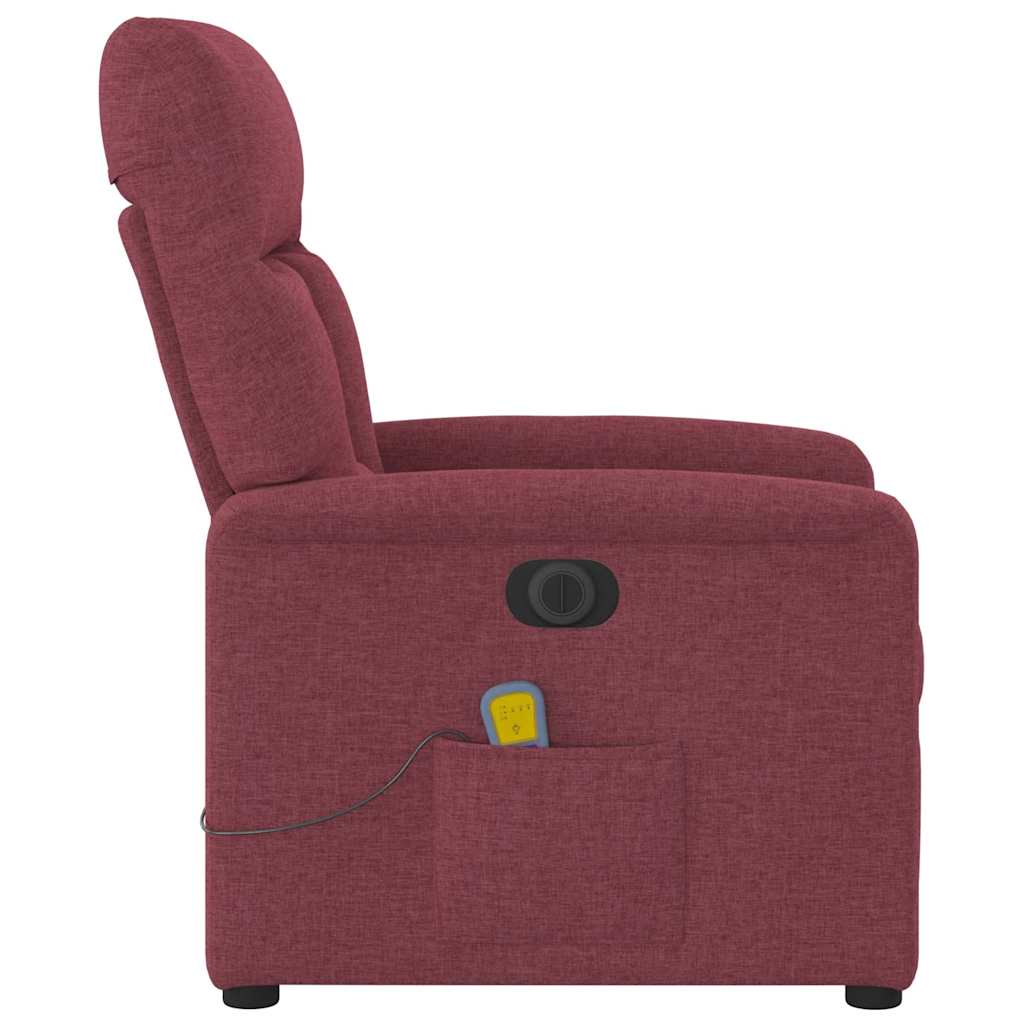 Massagesessel Elektrisch Weinrot Stoff