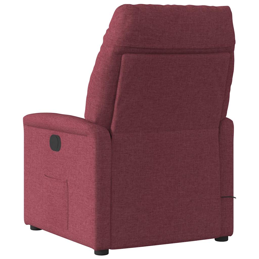 Massagesessel Elektrisch Weinrot Stoff