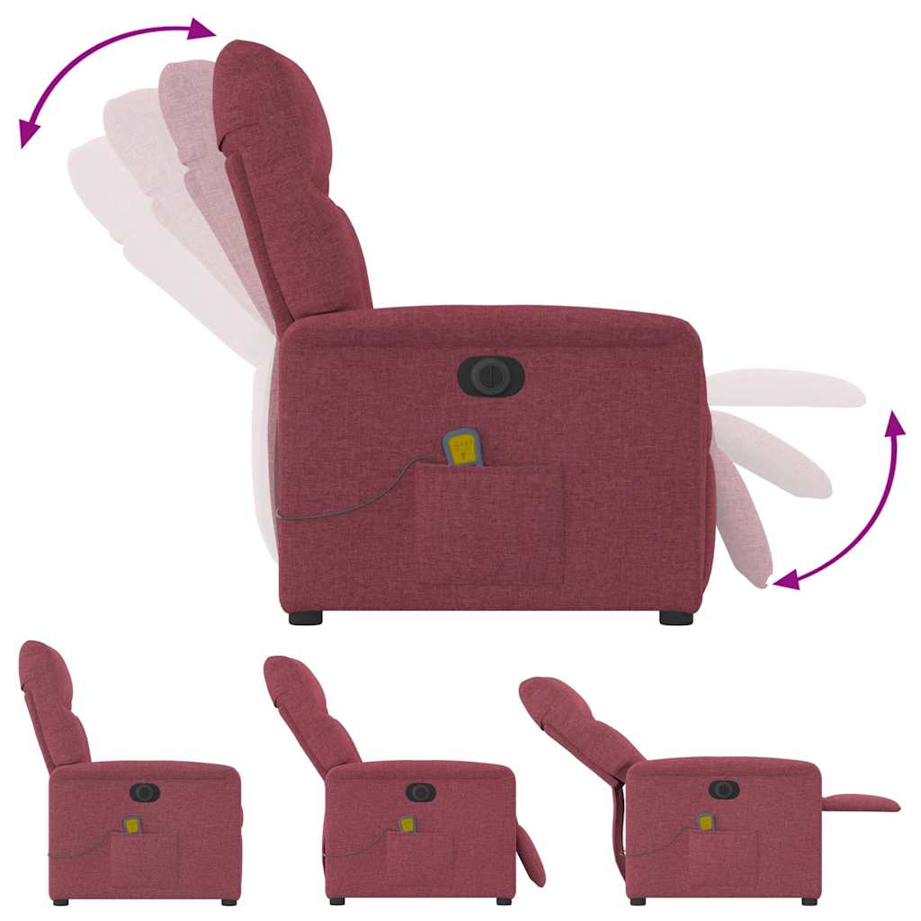 Massagesessel Elektrisch Weinrot Stoff