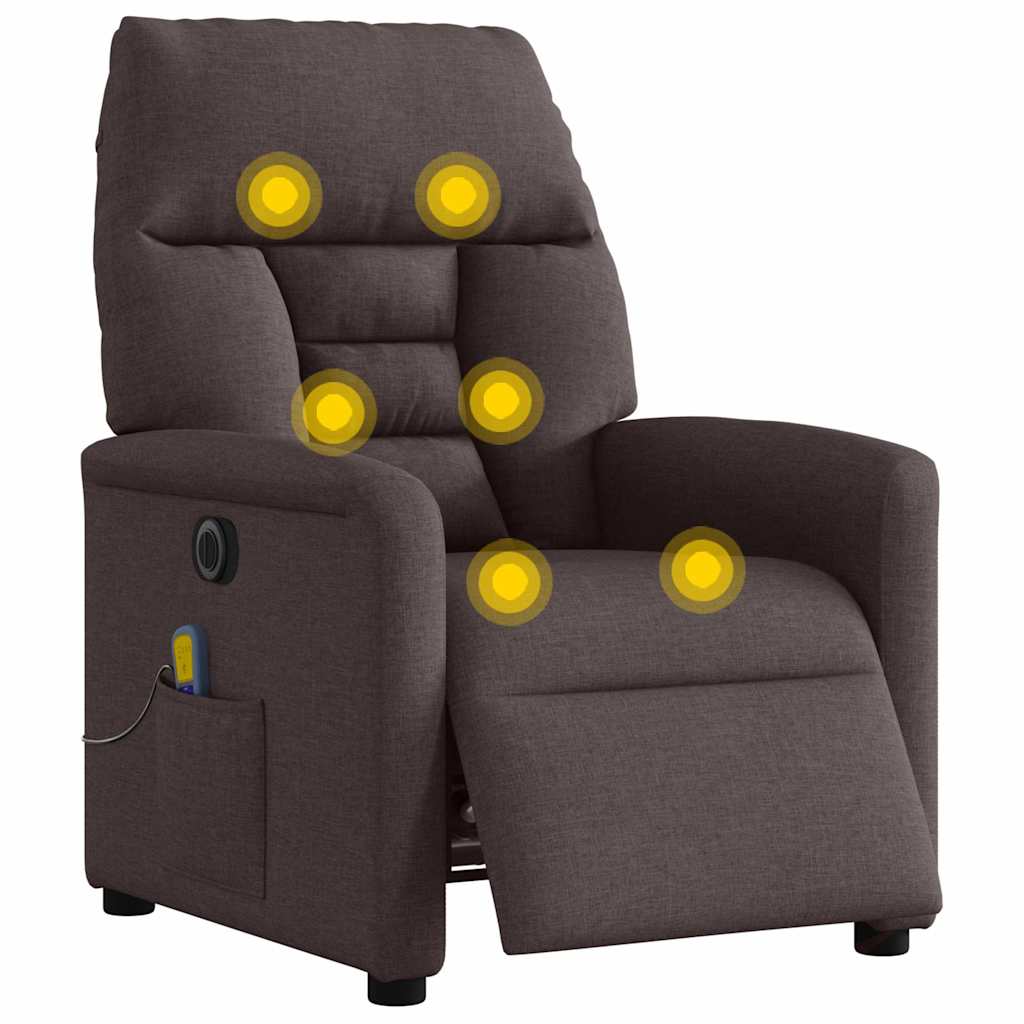 Massagesessel Elektrisch Dunkelbraun Stoff