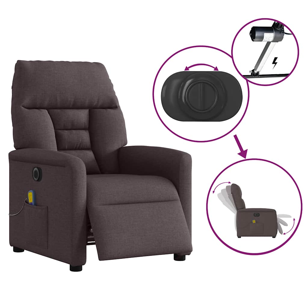 Massagesessel Elektrisch Dunkelbraun Stoff