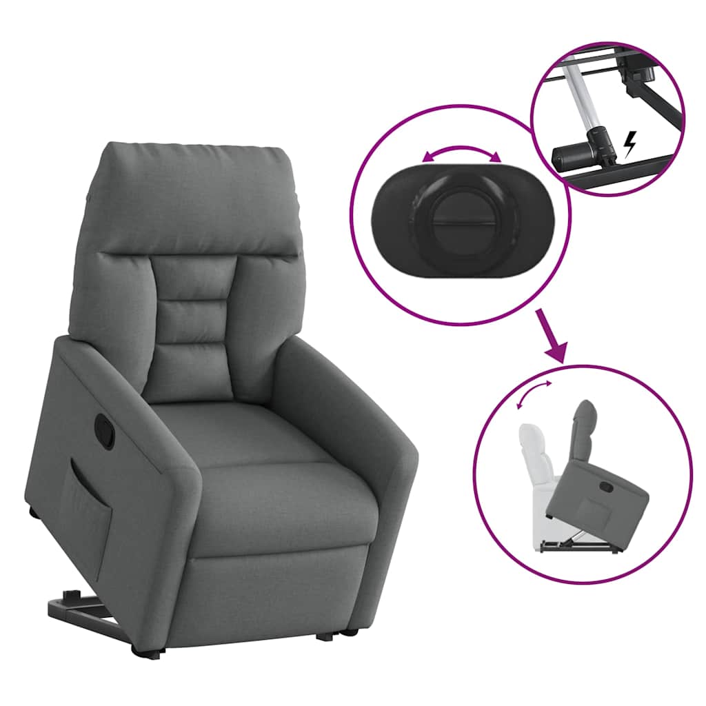 Relaxsessel mit Aufstehhilfe Dunkelgrau Stoff
