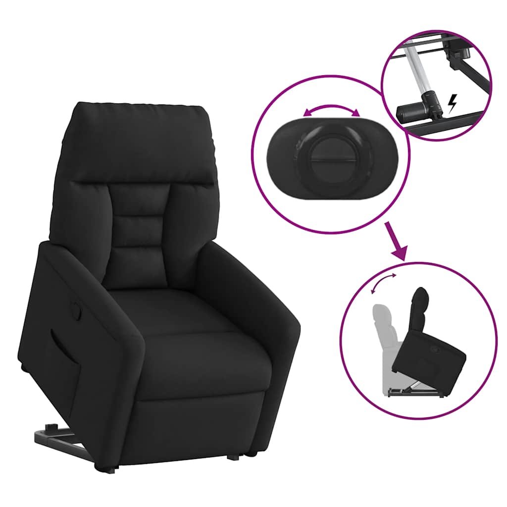 Relaxsessel mit Aufstehhilfe Schwarz Stoff