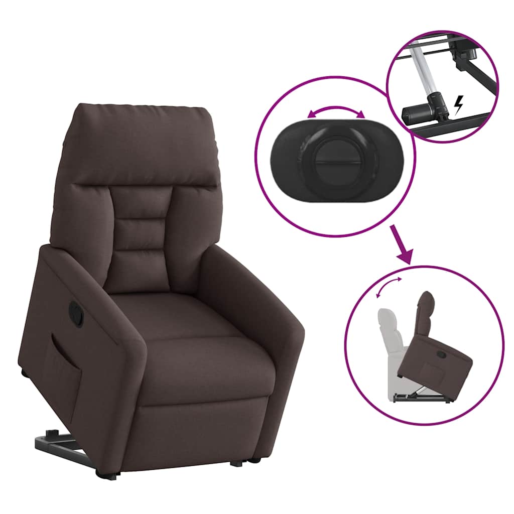Relaxsessel mit Aufstehhilfe Dunkelbraun Stoff