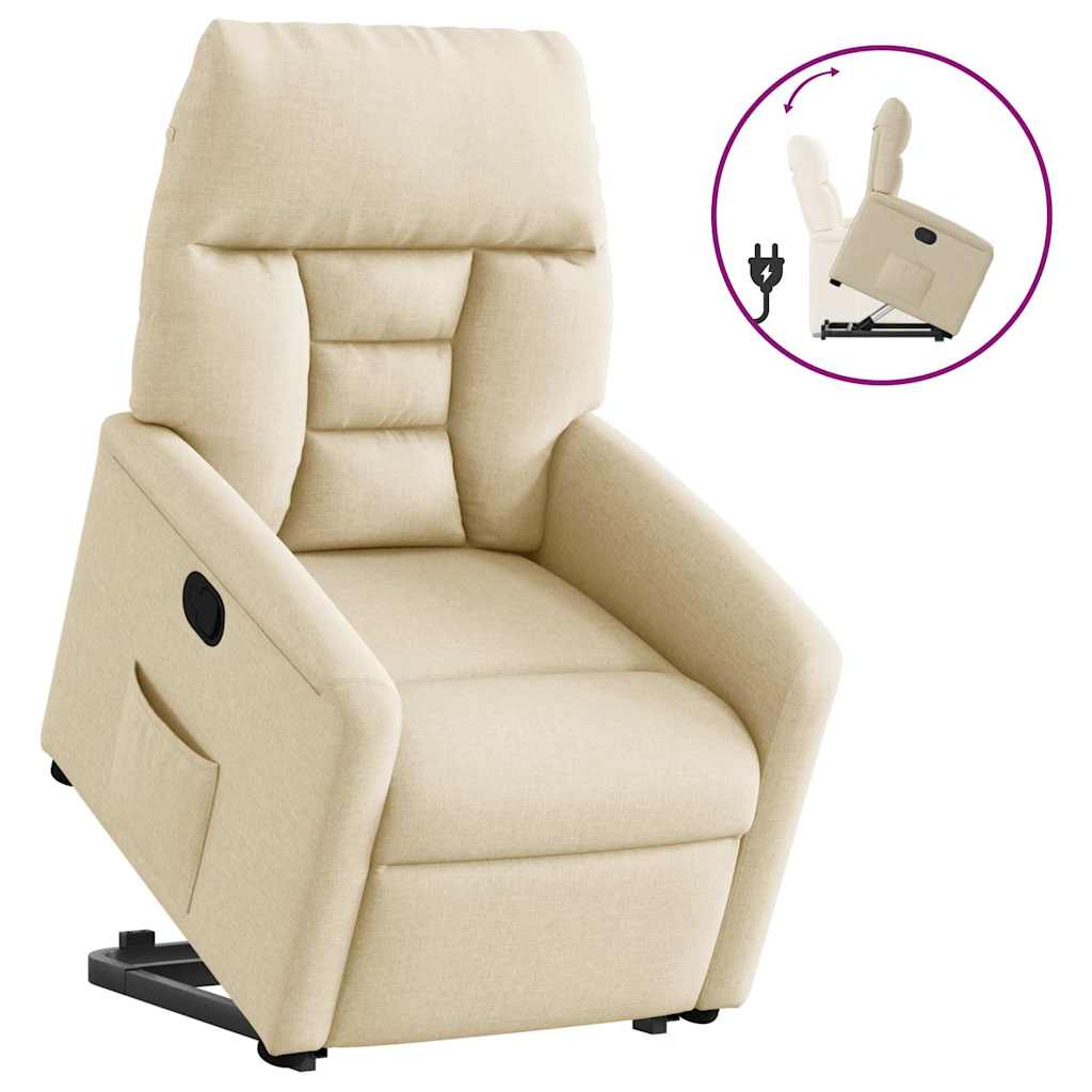 Relaxsessel mit Aufstehhilfe Creme Stoff