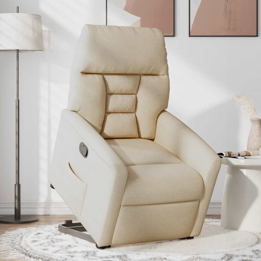Relaxsessel mit Aufstehhilfe Creme Stoff