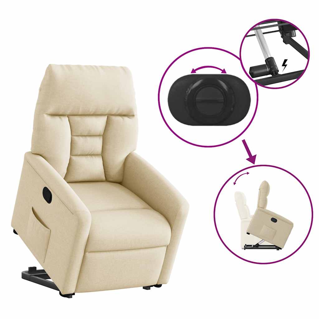 Relaxsessel mit Aufstehhilfe Creme Stoff