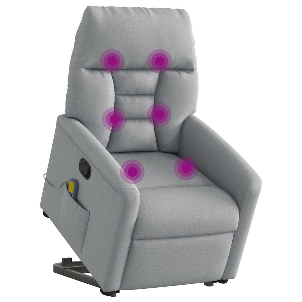 Massagesessel mit Aufstehhilfe Hellgrau Stoff