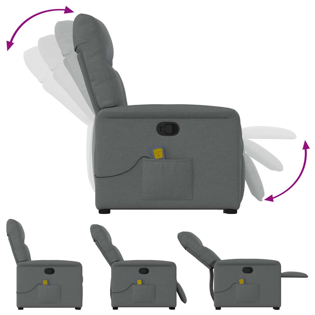 Massagesessel mit Aufstehhilfe Dunkelgrau Stoff