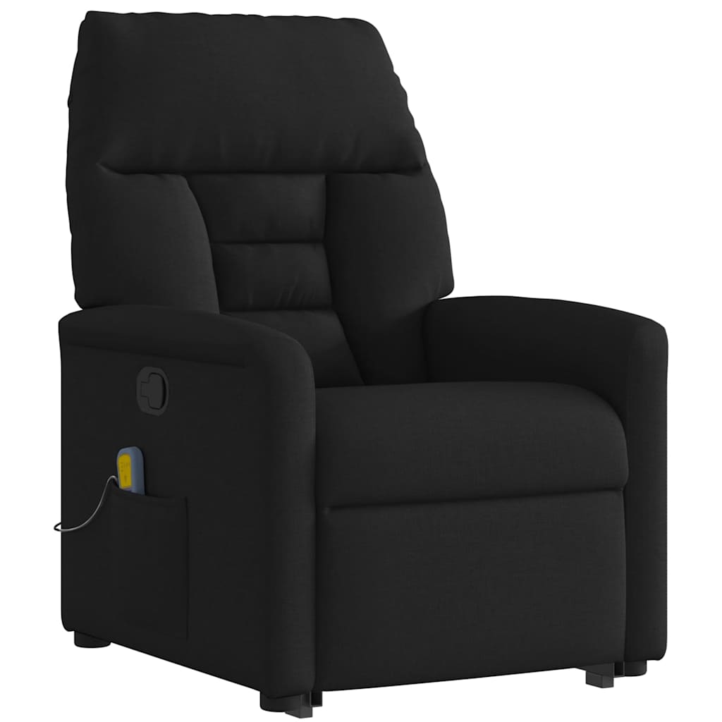 Massagesessel mit Aufstehhilfe Schwarz Stoff