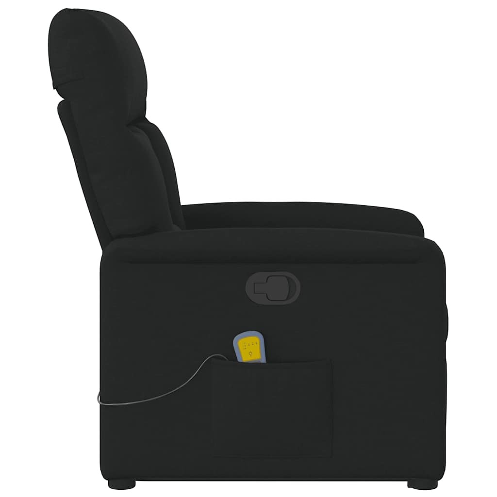 Massagesessel mit Aufstehhilfe Schwarz Stoff