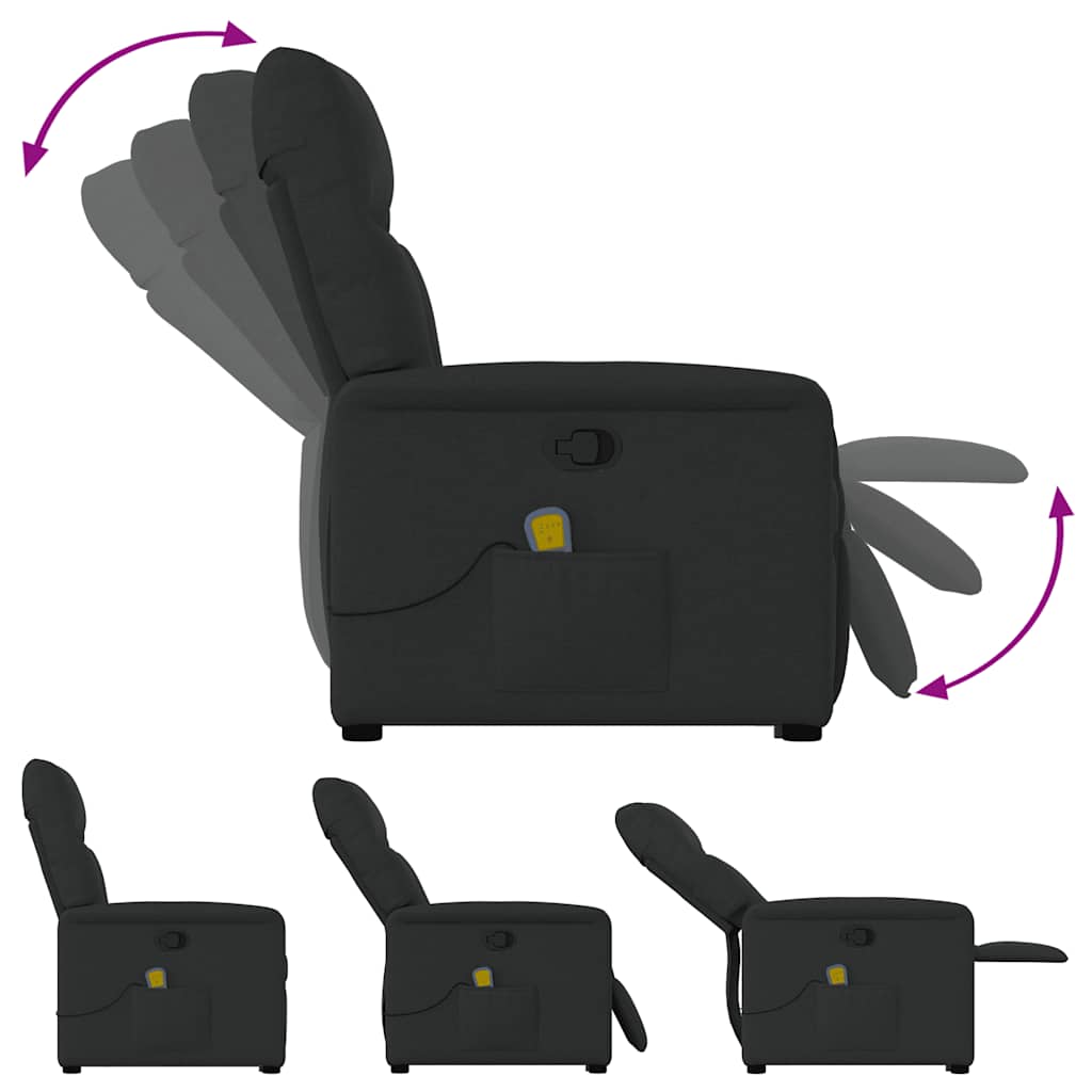 Massagesessel mit Aufstehhilfe Schwarz Stoff