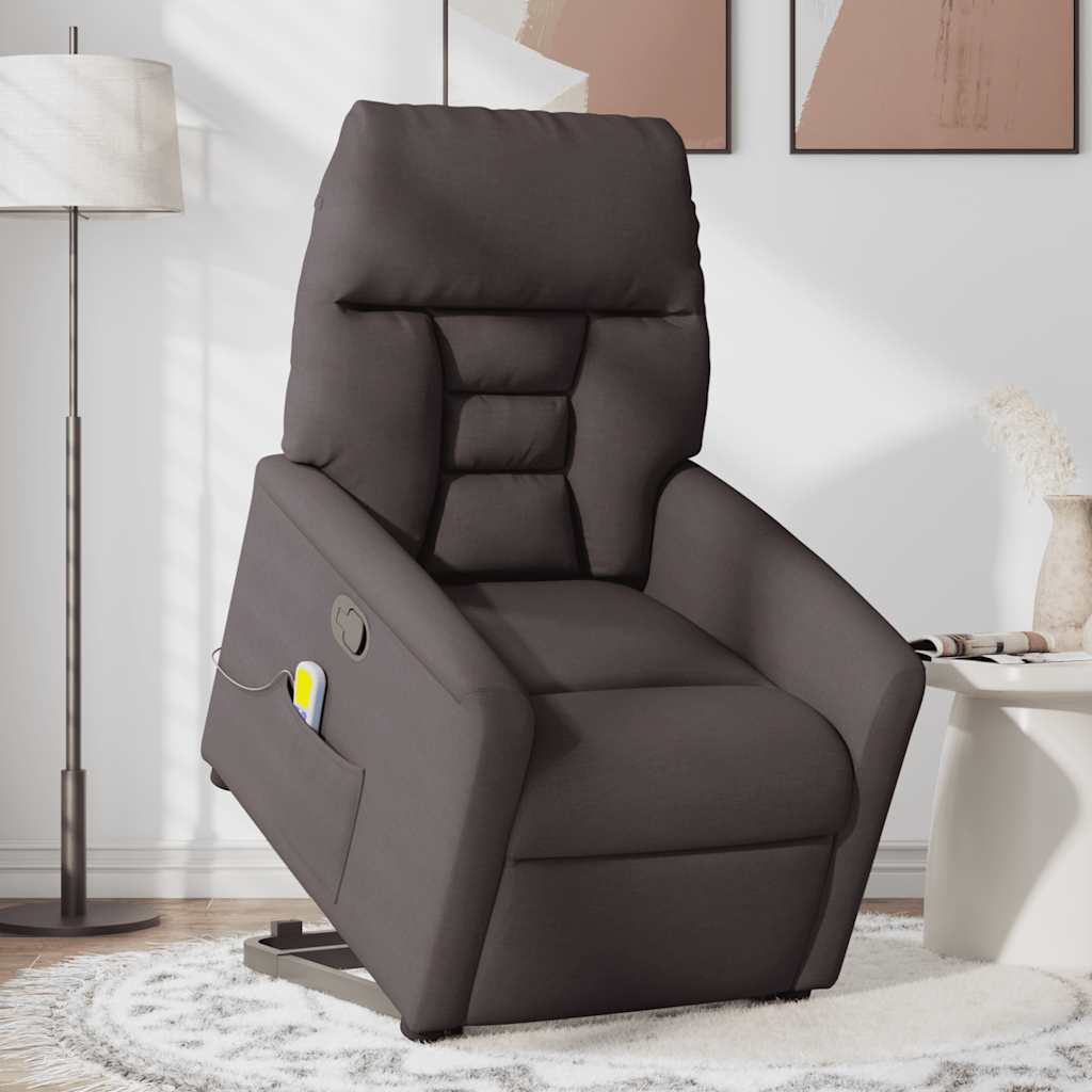Massagesessel mit Aufstehhilfe Dunkelbraun Stoff