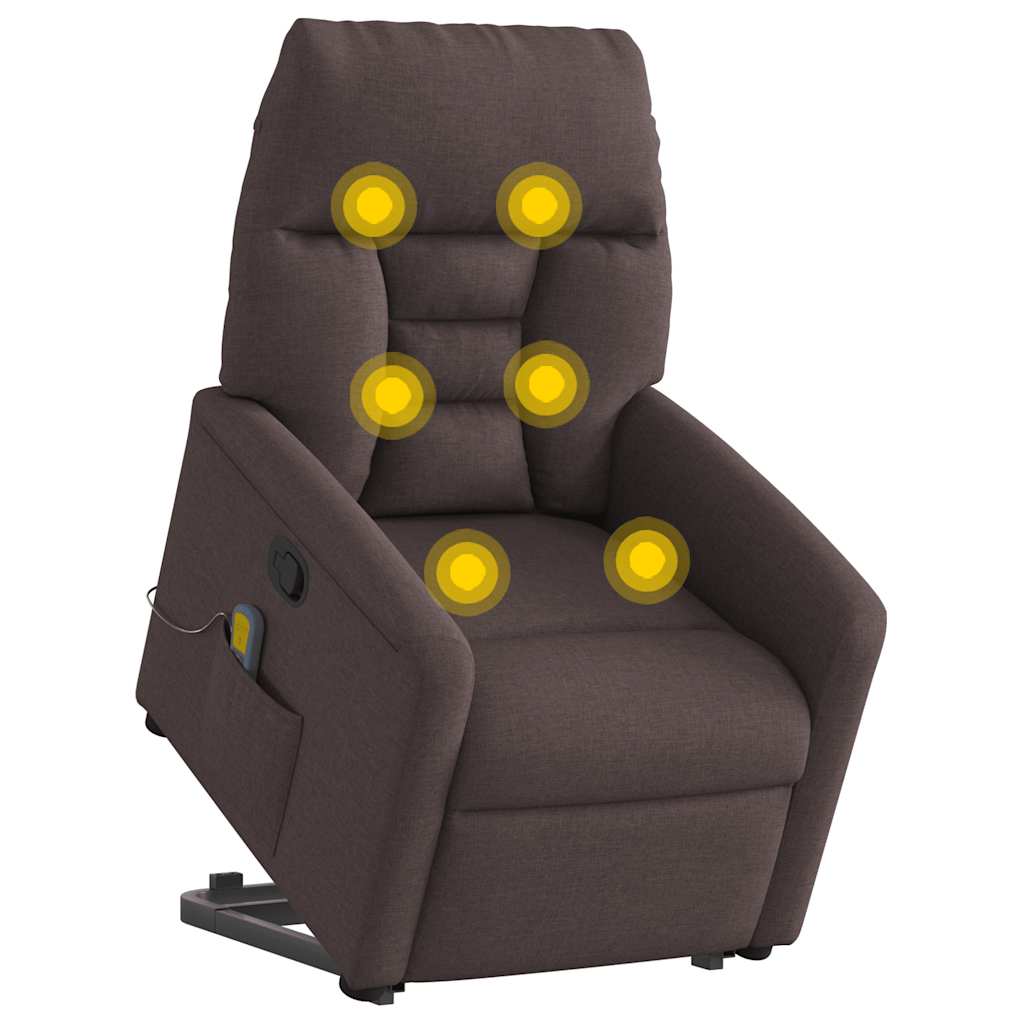 Massagesessel mit Aufstehhilfe Dunkelbraun Stoff